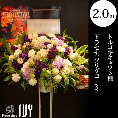 配達回収無料 白 紫スタンド花 トルコキキョウ3種 ドラセナ ソリダコ 新宿 花屋 Flowershopivy